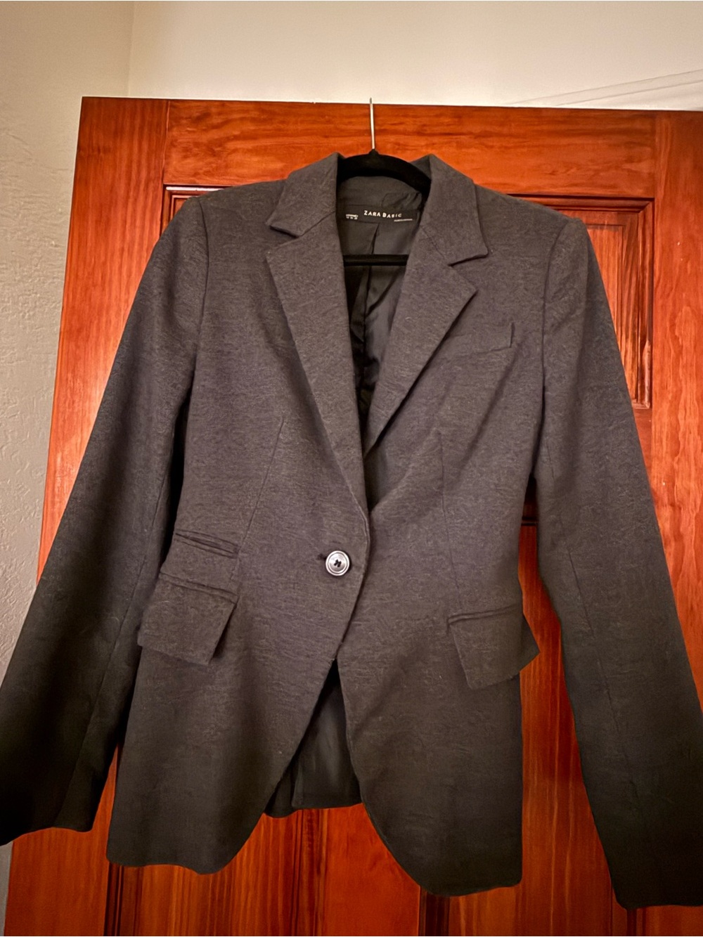 Zara Dark Gray Single-Button Tailored Blazer